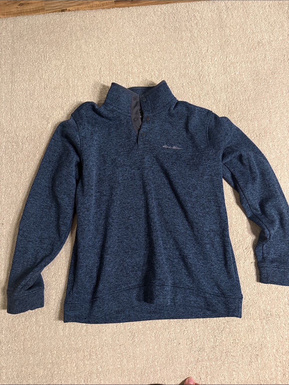 Eddie Bauer Men's Heathered Navy Zip-Up Pullover